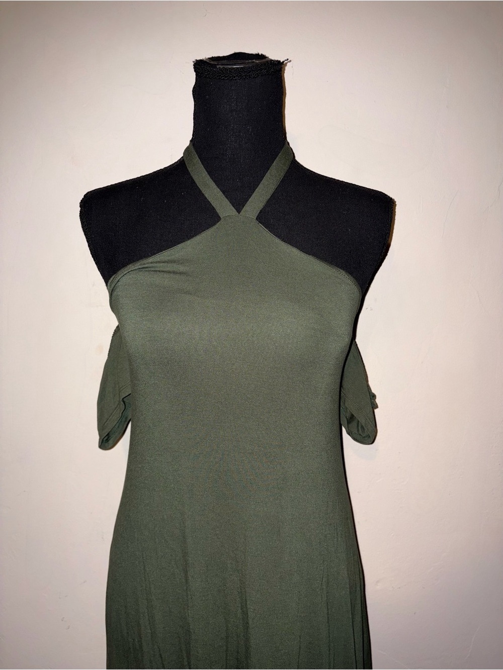 The Vanity Room Olive Green Cowl Neck Chemise Top